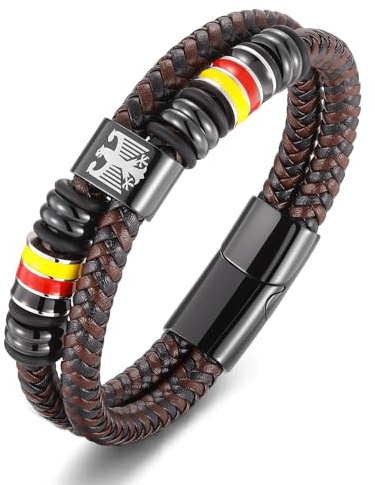 Adler Armband Herren Armbänder für Herren Edelstahl Lederband mit Laser Graviertem Adler Anhänger - 21/23/25 cm Schwarz Männer Schmuck Geschenk Jungen