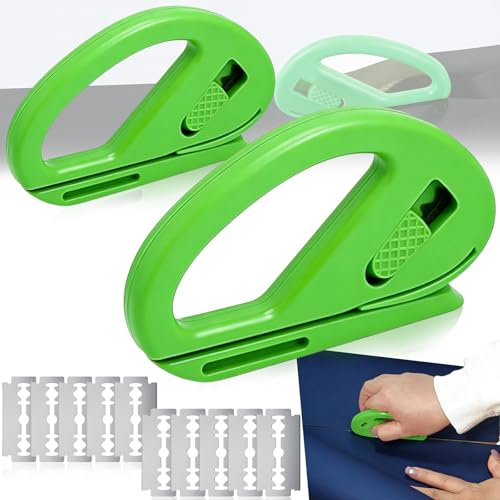 SoundZero 2 Pièces Cutters de papier cadeau avec 10 lames de rechange, Sliding Gift Wrapping Paper Cutter, Coupe Papier Cadeau Coulissant, Coupe Papier d'emballage avec Poignée (Vert)