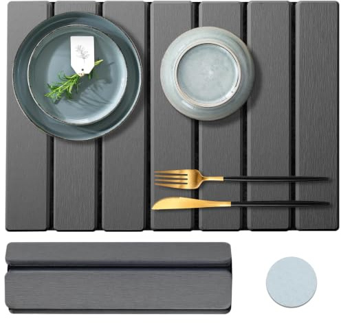 Alfombrilla Escurreplatos Diatomita para Cocina y Fregadero con Base Tela