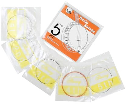 Set di corde di ricambio per banjo, 5 corde, fasciatoio, struttura in metallo, adatte per banjo di ricambio con lunga durata
