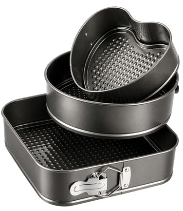 FERNVALE 3 Pack Non Stick Springform Cake Pan Set, Round Baking Tins & Trays Baking Set 22/24/26cm, BPA Free Spring Loaded Cake Tins, Microwave Safe Bakeware Baking Set for Cheesecake & Baking