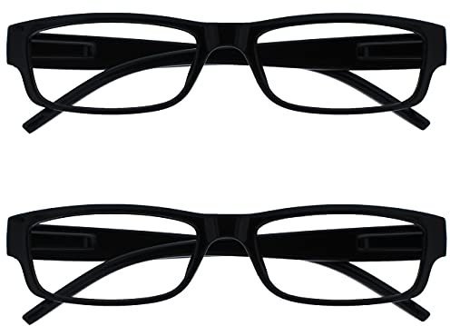 OPULIZE Die Lesebrille Unternehmen Schwarz Leicht Komfortables Leser Wert 2er-Pack Designer Stil Herren Frauen UVR2PK032 +1,00