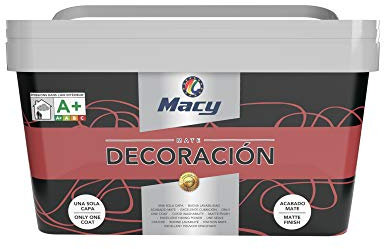 Macy Pintura Plástica Mate Decoración Interiores Excelente Cubrición, Acabado Perfecto. Color Rojo. 4 Litros