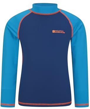 Mountain Warehouse Kids Rash Vest - UV Protection Rash Guard, Long Sleeves Childrens Rash Shirt, Flat Seams, Quick Drying, Stretch Fabric - Ideal for Swimming, Blue Kids Size 2-3 Years