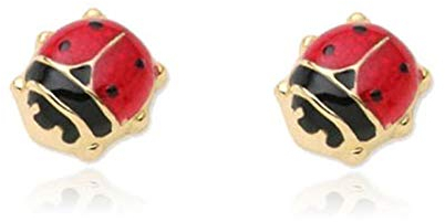 Damen & Kinder Marienkäfer Ohrstecker - Gelbgold 9 Karat (375)