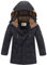 Vogstyle Jungen Winterjacke mit Kapuze Jacken Blouson Kinder Kapuzenparka Warm Blouson Wintermantel, Schwarz, 140-150 (Herstellergröße: 150)