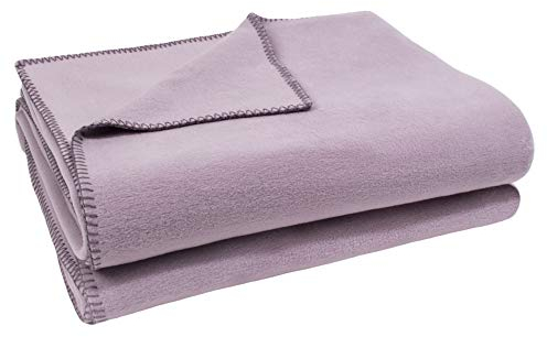 Soft-Fleece-Decke – Polarfleece-Decke mit Häkelstich – flauschige Kuscheldecke – 180x220 cm – 405 pale lavender – von ’zoeppritz since 1828’