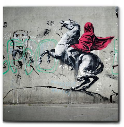 Giallobus - Gemälde - Banksy - Napoleon - Leinwand mit Standardrahmen - 100x100 - Bereit zum Aufhängen - Moderne Gemälde für zu Hause