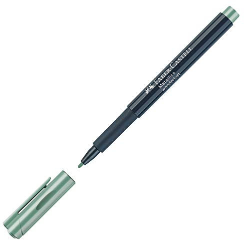 FABER-CASTELL 160794 - Metallics Marker mit Faserspitze, 1,5 mm Strichstärke, für viele Oberflächen geeignet, mit Metalliceffekt Wanderlust in hellgrün