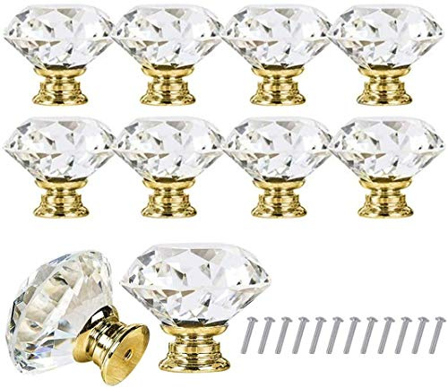 Longsing Kommode Mobelknopfe Kristall Knopf 10 STÜCKE 30mm Diamant Glas Kristall Schublade Zieht mit Schraube für Home Office