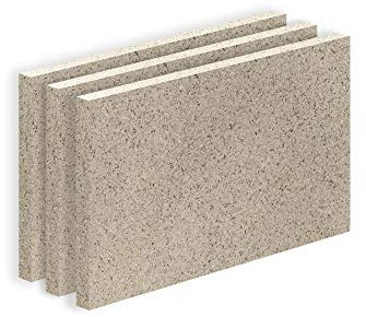 Vermiculite Platte Schamott-Ersatz für Kamin-Ofen Feuerraum Auskleidung SF600 500x300mm 25mm Stärke Temperaturbeständig bis 1100 °C mind. 600kg/m³ Rohdichte (x3)