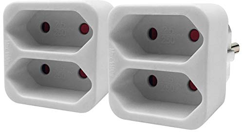 revolt 2-fach Steckdosenadapter: Steckdosen-Adapter auf 2-fach-Euro-Steckdose, 2er-Set, weiß (Eurosteckdose, Eurostecker Adapter 2-fach, Kindersicherung)