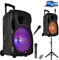 KARAOKÉ SONO 700w + 2 MICROS Fil et sans Fil ENCEINTE SONO PORTABLE AUTONOME + PIED + BLUETOOTH USB SD idéal karaoké enfant ado adulte dj