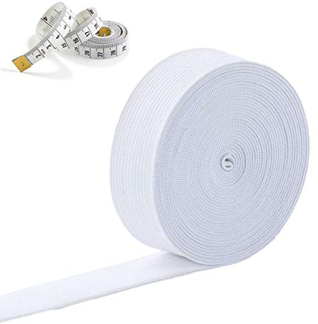 Cloaacsois 5M Weiß/Schwarz Gummiband Elastisches Band Elastische Schnur Gummibänder für Nähen und Haushalt DIY Handwerk 40 breit (Weiß, 5MX40MM)