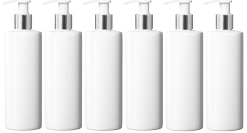 500ml Dispenser Pump Bottle White PET Plastic Bottle Silver/White Lotion Pump Mrs Hinch Customisable DIY Refillable Bathroom Hand Lotion Soap Bottle (8)