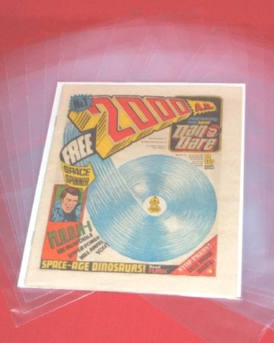BUNDLE OF 100 APPROX. POLYTHENE COMIC BAGS FOR EARLY 2000AD COMIC BOOKS