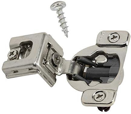 DTC Lot de 2 charnières réglables E8Q115NH - 3,2 cm - Fermeture douce - 105 degrés - 2 cames - Cadre encastré pour armoire - 6 positions