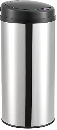 [en.casa] Sensor-Mülleimer 42L Abfalleimer mit Sensorautomatik Kücheneimer mit Sensor Edelstahl 68x30,5 cm Silber