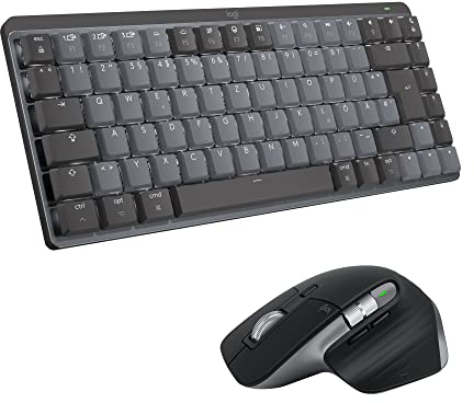 Logitech MX Mechanical Mini kabellose TKL-Tastatur mit Beleuchtung, Tactile Quiet, und MX Master 3S kabellose Hochleistungs-Bluetooth-Maus, macOS, Windows, Linux, iOS, Android, DEU QWERTZ - Grau