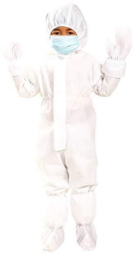 TENDYCOCO Disposable Security Suit for Boys Girls- Coverall Dust- Proof Clothes Suit Against Chemicals With Glove, Shoe Cover