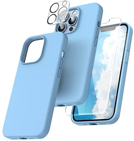 TOCOL Silicone for iPhone 13 Pro Max Case 6.7-Inch, Liquid Silicone Multi-Color Slim Silky-Soft Touch Anti-Scratch Shockproof Protective Phone Cover, Sierra Blue