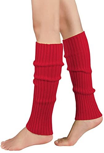 Durio Stulpen Damen Extra Warm Beinwärmer Winter Strick Häkelarbeit Legwarmers Verdicken Stricken Beinstulpen Damen Rot Einheitsgröße