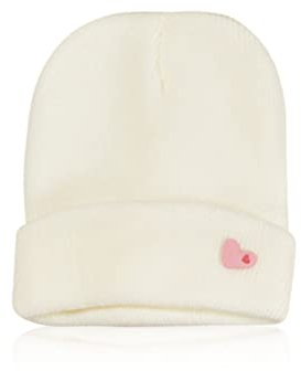 Mini Momo Mommy and Me Mütze passende Beanie – Strickmütze Winter Beanie Pullover warme Mützen für Damen und Kinder, Manschette – Herz weiß Mama, Einheitsgröße