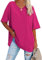 Ebifin Maglietta Oversize da Donna con Scollo a V Manica Corta Casual Sciolto di Base Estivo Magliette Camicetta.Colore Rosa.XL