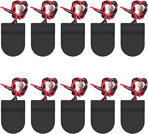 Dealikee 10pcs cr2032 Battery Holder, CR2032 Battery Holder with Switch, Coin Cell Holder, 1 x 3V CR2032 Button Coin Cell Battery Holder with Leads On Off Switch.