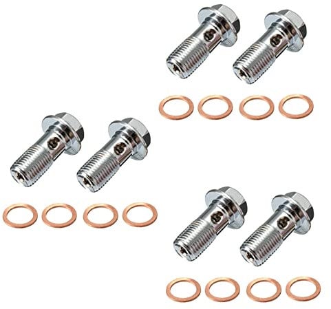 Lot de 6 vis pour banjo de frein de moto inoxydable M10 x 1,0 mm Cylindre de pince