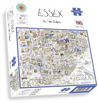 Comical Map Age 3+ Of Essex, Artwork By Tim Bulmer - 1000 Piece Puzzle For Adults, Large Puzzle 66cm X 50cm In Size. Challenging To Complete But Fun And Humorous