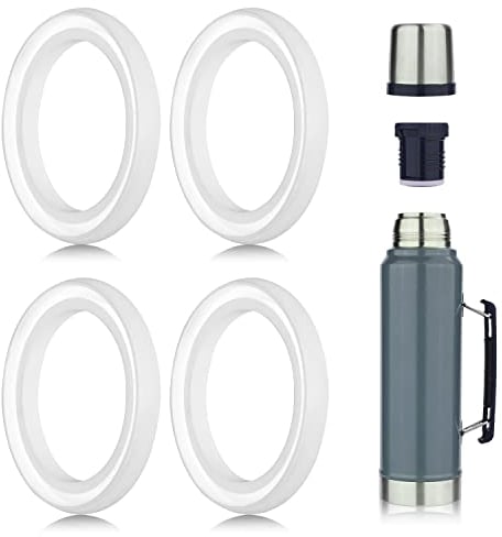 SAVITA 4 Junta Silicona Tapon Botella clásicas para Stanley, Anillo de Sellado Silicona Compatible con Stanley Classic 20 oz 1.0 QT 1.5 QT 2 QT 2.5 QT Tapón de Botella Transparente
