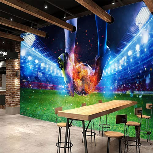 Photo 3D Poster Wallpaper Soccer Player Removable Wall Mural Stadium Art Decor Kids Room Wall Sticker Girls Teens Bedroom Living Room Wall Decals Nursery Rooms 325x232 Inch