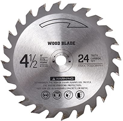 24T-TCT - Disco Da Taglio per Legno, 115 mm x 10 mm, Lama per Sega Circolare in Acciaio Legato, 24 Denti, 1-1/4 Pollici (32 mm), Mandrino (EU & UK 10 mm)