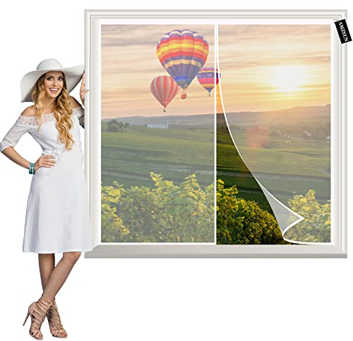 Zanzariera Per Finestre 115x135cm Bianco Crittografia Tenda Anti Zanzare, Autoadesiva Traspirante Facile Da Installare per Porta Soggiorno Balcone Patio