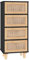 vidaXL Sideboard mit Schubladen Schrank Anrichte Beistellschrank Kommode Schubladenschrank Schwarz 40x30x90cm Massivholz Kiefer Natur-Rattan