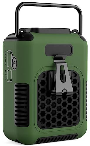 Koonie Waist Clip Fan Portable with Light, 10000mAh Rechargeable Hands-free Personal Body fan Lasts 30hrs, USB Port Power Supply, 3 Speeds Under Shirt Fan for Outdoor Works, Farm, Camping, Travel