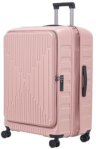 TydeCkare 29-Zoll-Gepäck mit Erweiterung und seitlicher Öffnung, 50 x 31 (35) x 76 cm, 117 l ~ 133 l, 4,6 kg, Leichter, Karierter Hartschalenkoffer aus ABS und PC, Pink