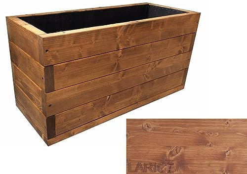 TOTAL WOOD 2012, Jardinera de Madera para Plantas, con Vaina Interior, Modelo Melissa en Abeto Impregnado, Artesanal para Exterior, Made in Italy, También a Medida (100x40x50, Alerce)