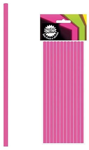 Neon Pink Paper Party Straws Pack 12