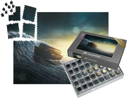 puzzleYOU: SMART Sorted® | Puzzle 1000 Teile leicht gemacht „Digitale Kunst: Die Arche Noah im Sturm“ – aus der Puzzle-Kollektion Christentum