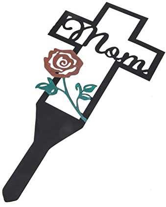 BESPORTBLE Metall Kreuz Grabdekor Mit Blumenmotiv Für Friedhof Und Garten Langlebig Und Wetterfest Als Gedenkstätte Für Und Papa Schwarz Mmom