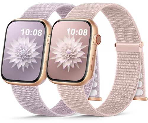2 Stück Nylon Armband Kompatibel mit Apple Watch Armband 40mm 41mm 42mm 38mm 46mm 45mm 44mm 49mm Gewebtes Klettverschluss Sport Loop Armbänder für iWatch SE Ultra Series 10 9 8 7 6 5 4 3 2 1