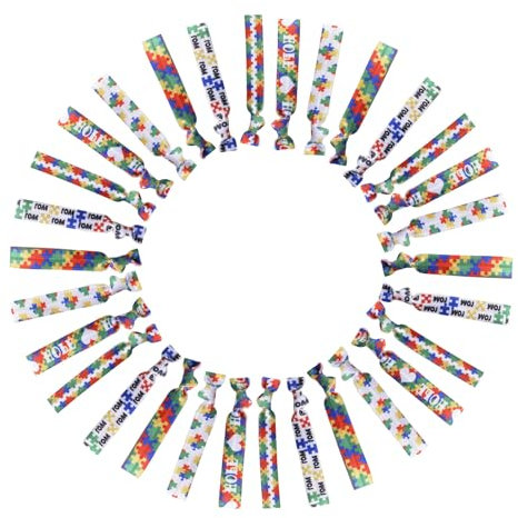WANDIC 30 Stück Band-Anzug, Autismus-Armbänder, Liebesarmbänder, Dehnbare Armbänder für öffentliche Veranstaltungen, Nylon
