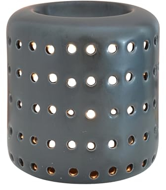 Brûleur Cire Fondant Parfumé – Brûle Parfum d’Ambiance et Diffuseur Huile Essentielle Aromathérapie – Porte Bougie Chauffe-Plat en Céramique Noire – H 9,5 cm – Coliseo Noir Zen’Arôme