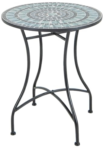 COSTWAY Mosaik Gartentisch, Mosaiktisch Rund, Bistrotisch, Terrassentisch, Balkontisch für Terrasse, Garten, Pool, 60 x 60 x 72 cm