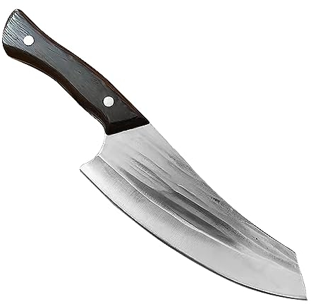 LIUJOU Geschmiedetes Ausbeinmesser Edelstahl Metzgermesser Hackmesser Serbisches Kochmesser Outdoor Jagd Angelmesser Kochwerkzeug