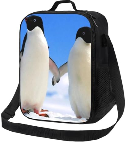 EgoMed Lunchtasche, langlebige, isolierte Lunchbox, wiederverwendbare Tragetasche, Kühltasche für die Arbeit, SchulePinguin-Druck