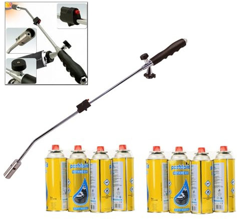 Top Home Solutions ® Weed Burner – Butane Gas Weed Wand Blowtorch Eco Friendly, Safe to Use, Flame Weeder with 8 Gas Refills Canisters for Garden & Outdoor