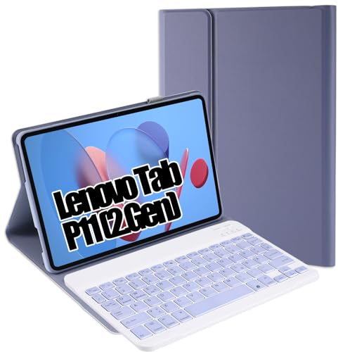 Jeloyutek für Lenovo Tab P11 (2nd Gen) Tastatur Hülle, QWERTZ Layout Magnetisch Abnehmbarer Tastatur mit Hülle für Lenovo Tab P11 (2. Gen) 11,5 Zoll (TB350FU/TB350XU), Lila